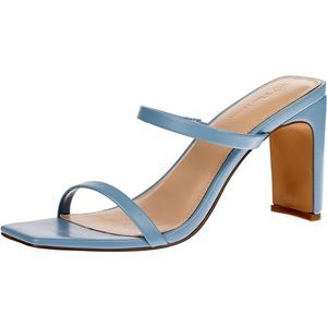 Women's Avery Square Toe Two Strap High Heeled Dusty Blue Sandal
